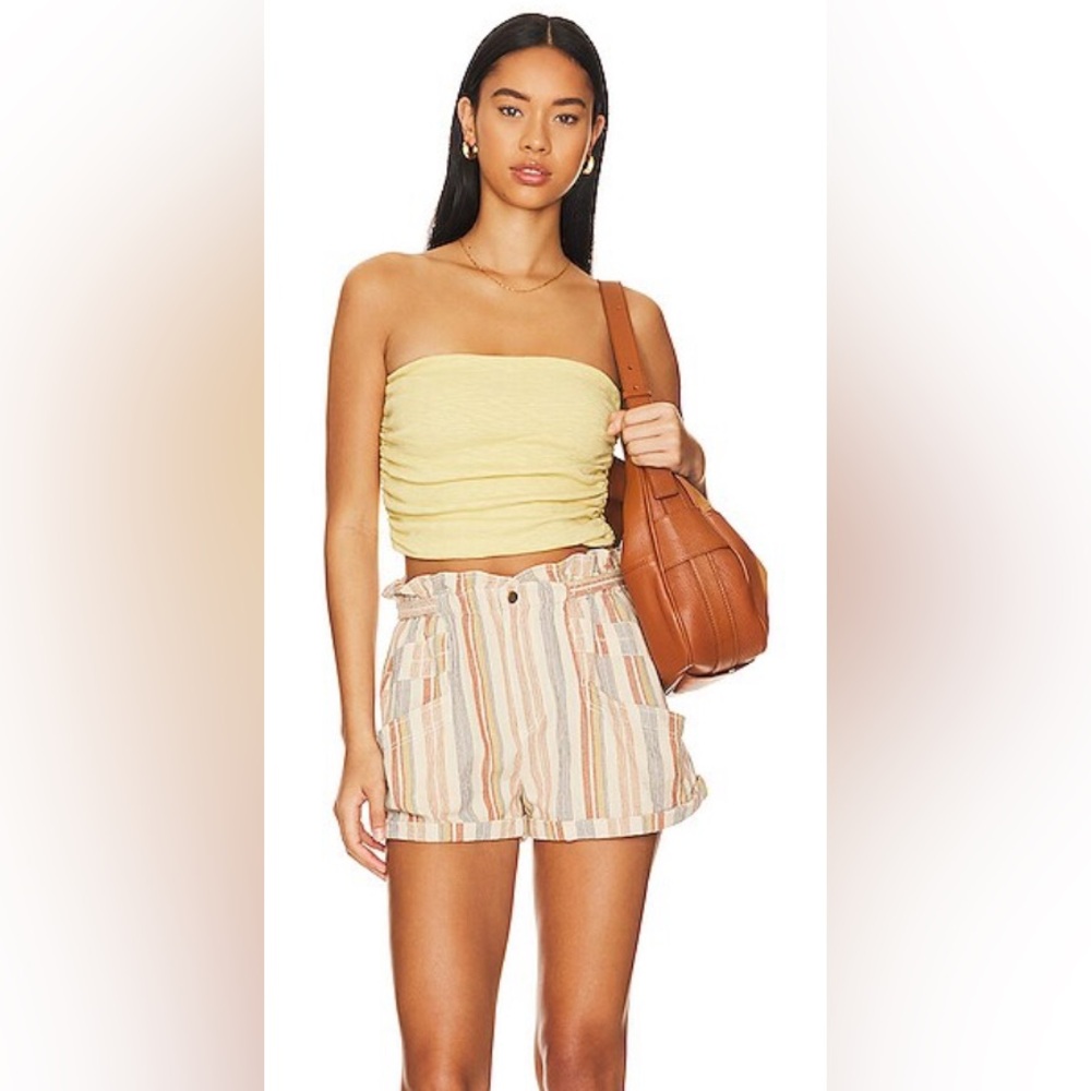 Free People Topanga Yarn Dyed Shorts New Large Boho Paper Bag Pocket striped - Picture 5 of 16